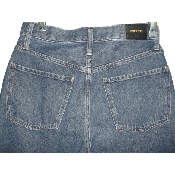 Express High Waisted Original Cropped Dad Jeans 4 x25"Inseam BUTTONFLY Crop dark - Picture 7 of 9